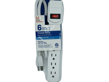 Simply Hardware Power Strip 6outlets 2.5Ft Cheap