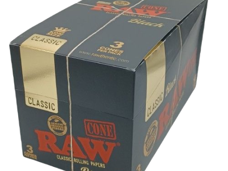 Raw Cone Black Classic King Size 3pk 32ct For Sale