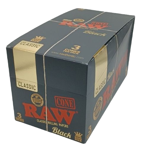 Raw Cone Black Classic King Size 3pk 32ct For Sale