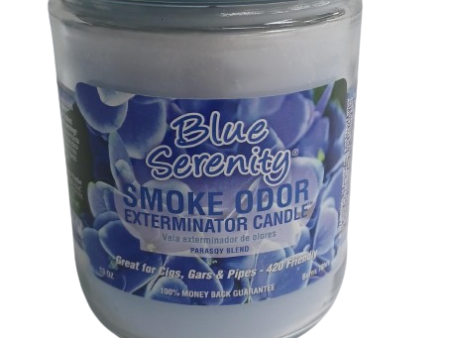 Smoke Odor Blue Serenity Candle 13oz Supply