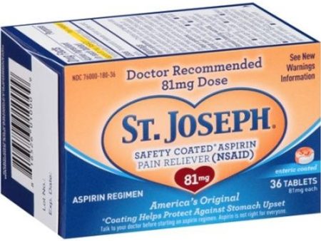 St. Joseph Low Dose Enteric Safety Coated Pain Relieving Aspirin 81mg  36 Ct. Online now