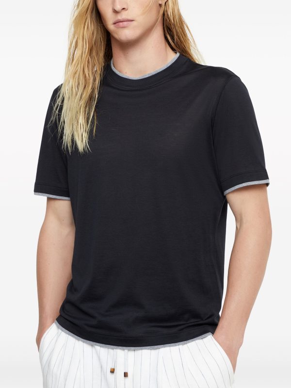 Layered-Effect Silk-Cotton T-Shirt For Cheap